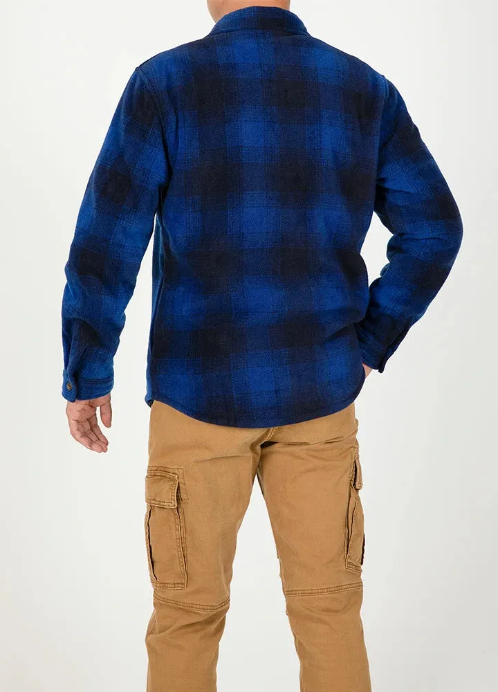 Men's Sherpa Fleece Lined Shacket,Button Down Plaid