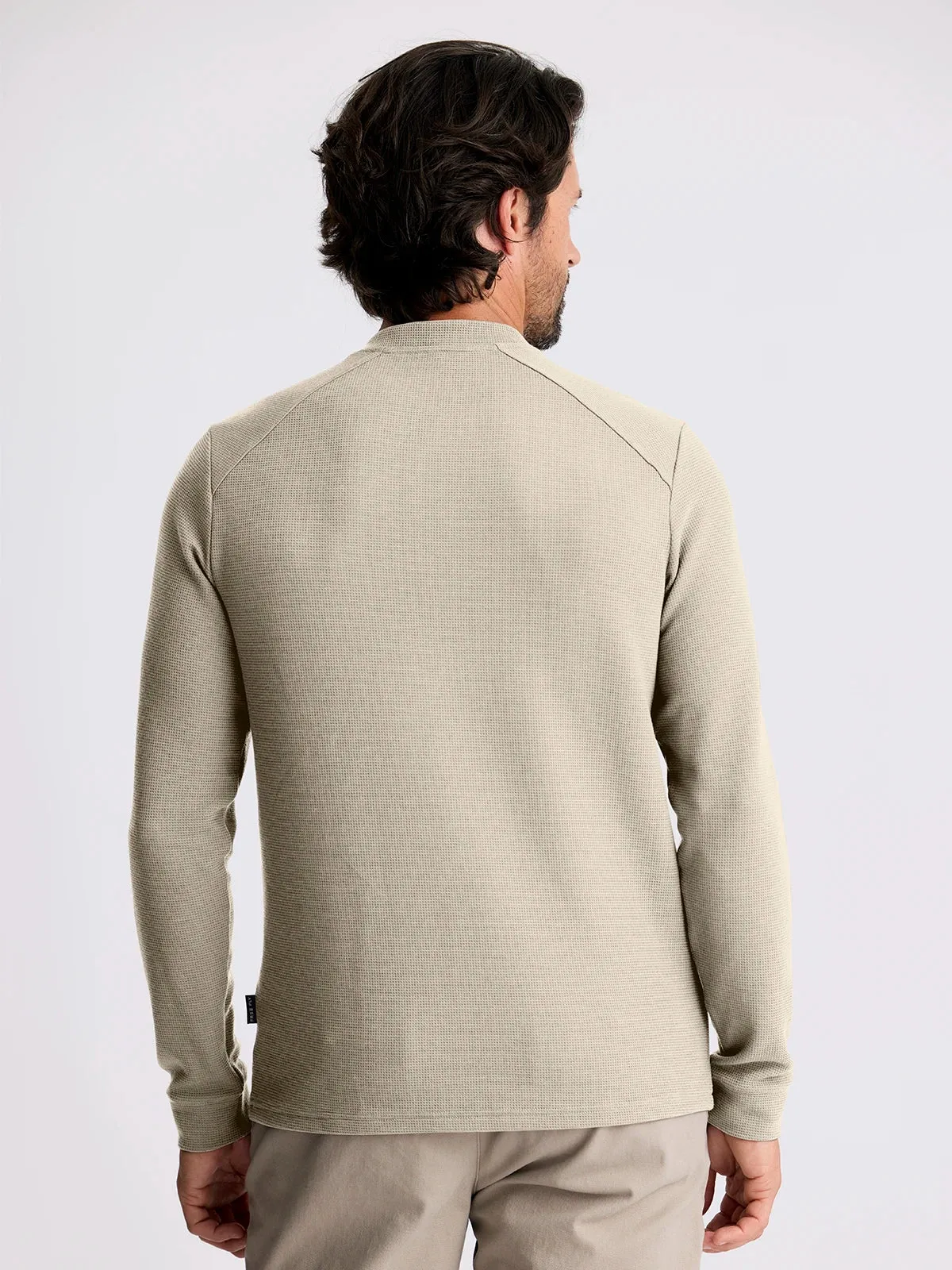 Men's Waffle Long Sleeve Henley - Sandstone