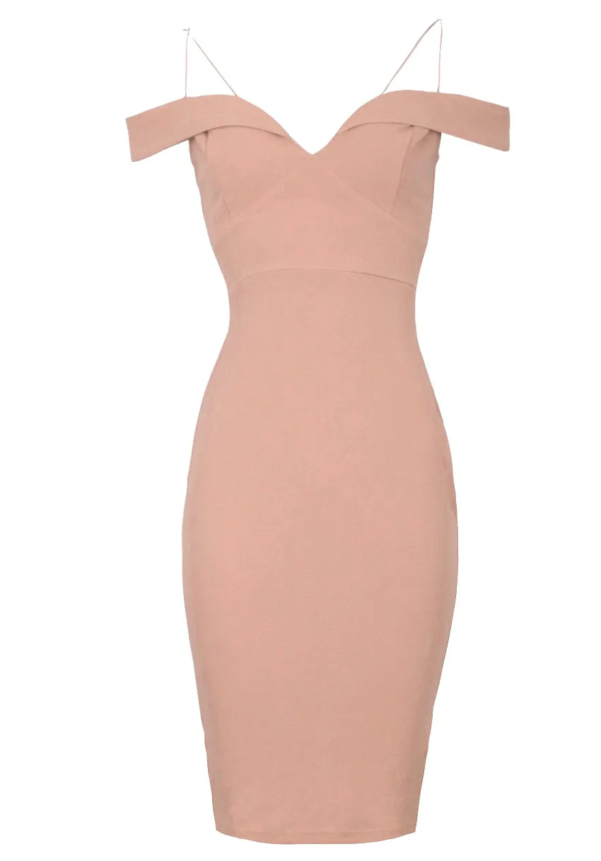 Mink Off The Shoulder Bodycon dress