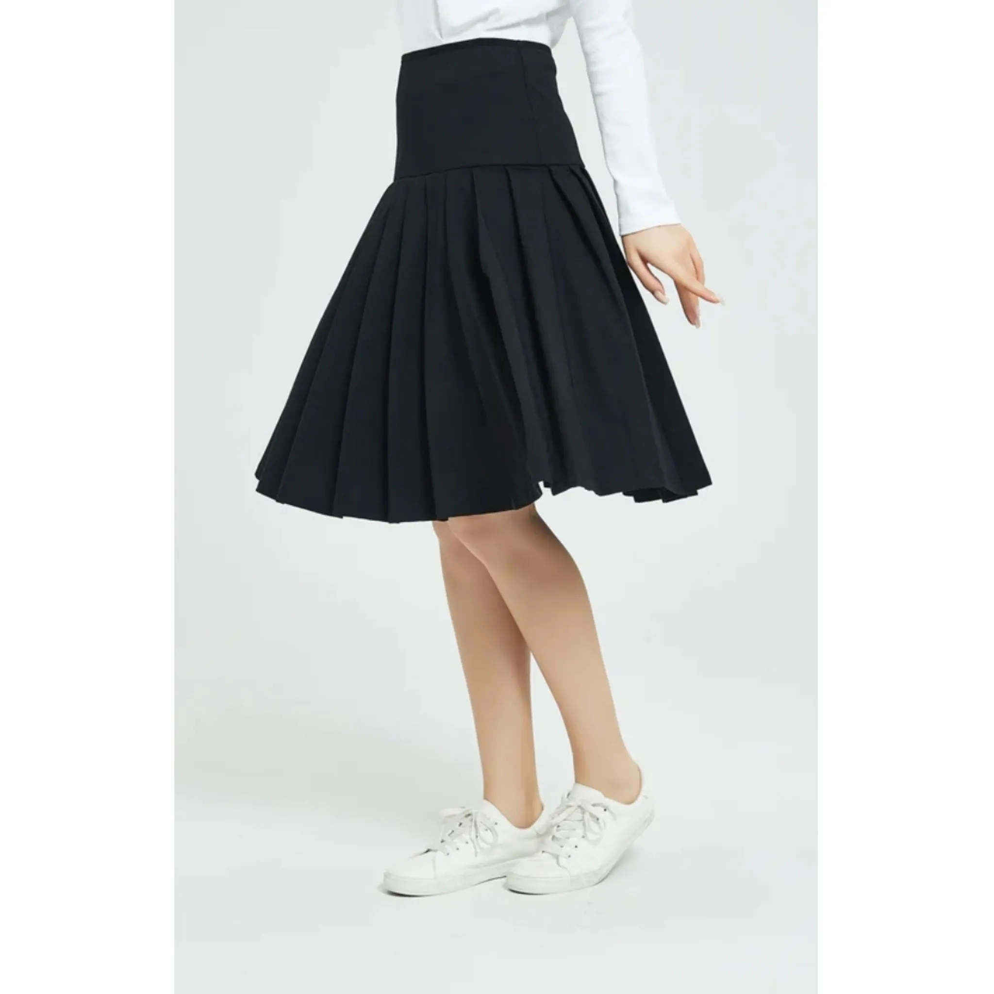 MM Cotton Pleated Skirt Year Round Black