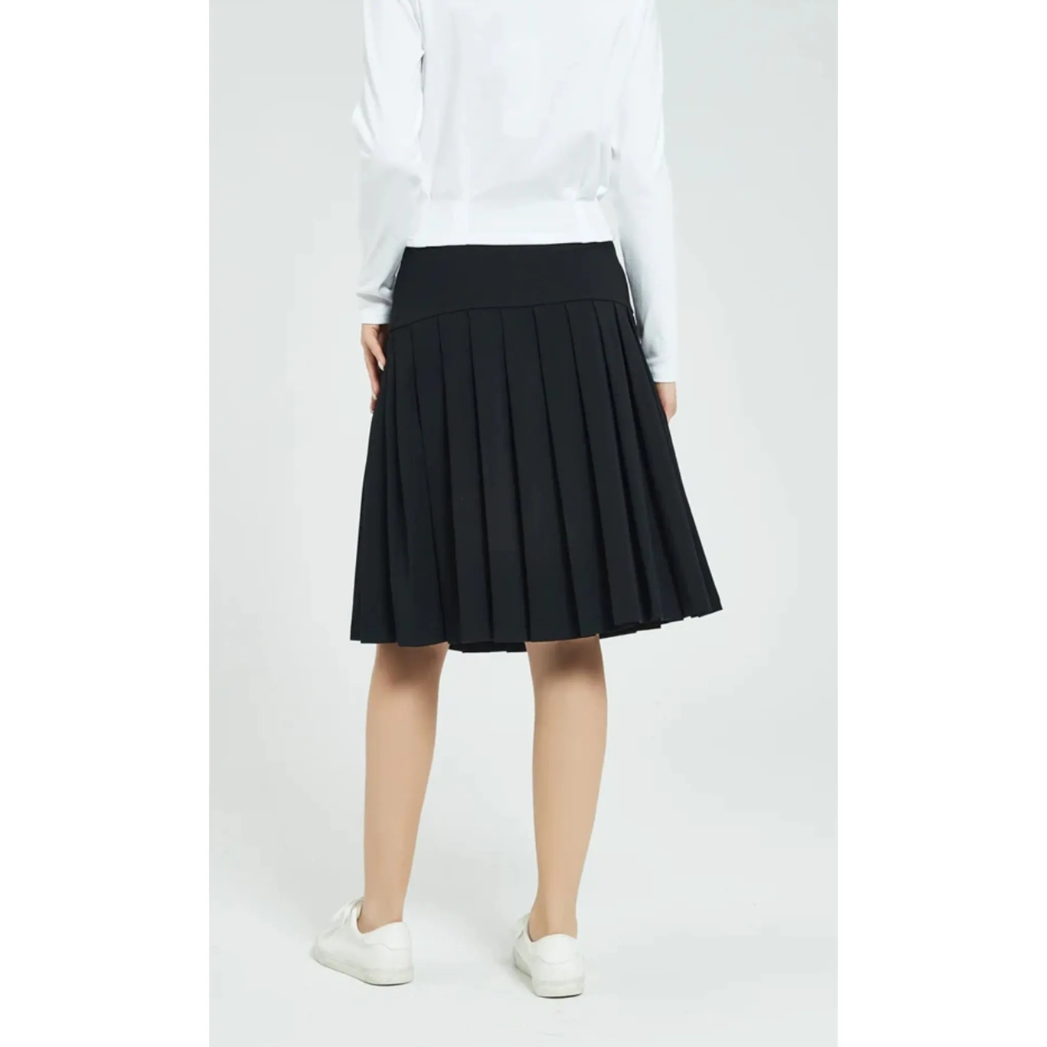 MM Cotton Pleated Skirt Year Round Black