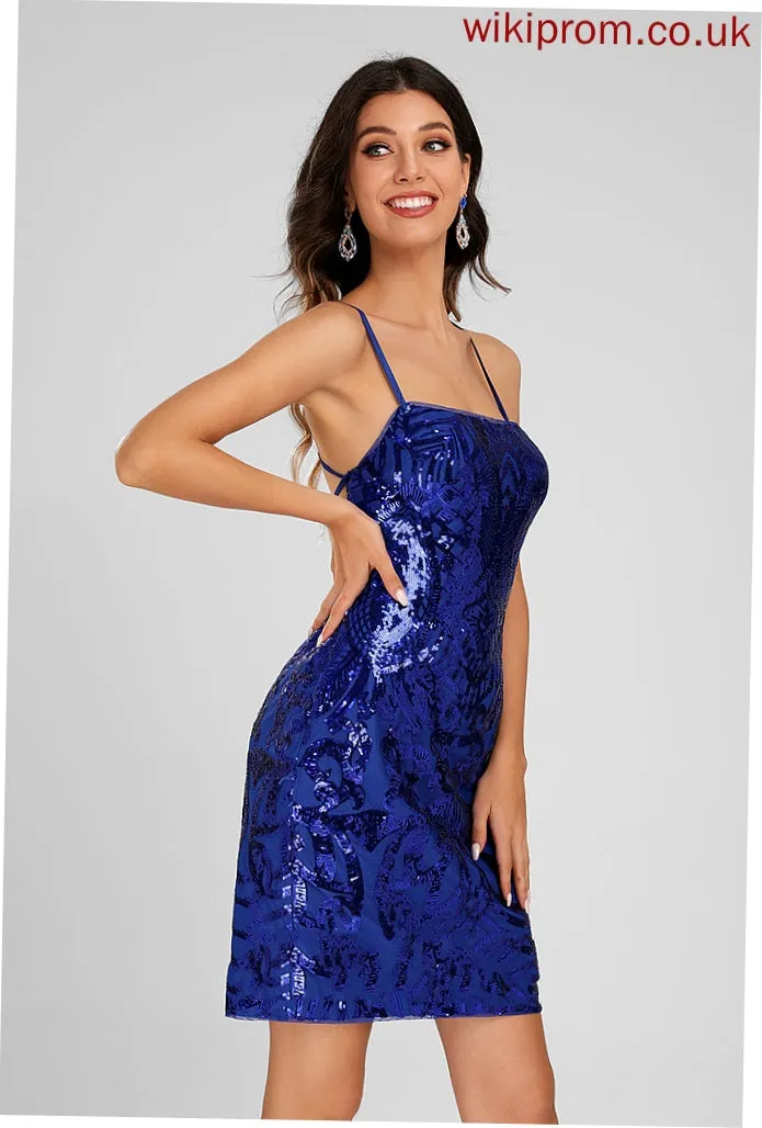 Neckline Sequins Club Dresses Sequined Short/Mini Karina Homecoming With Square Dress Bodycon