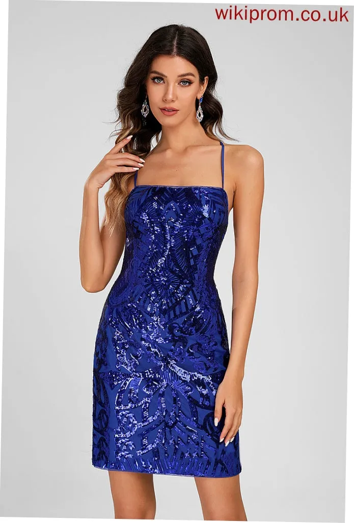 Neckline Sequins Club Dresses Sequined Short/Mini Karina Homecoming With Square Dress Bodycon