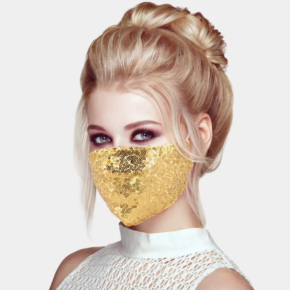 Niki Black Sequin Embellished Fashion Mask