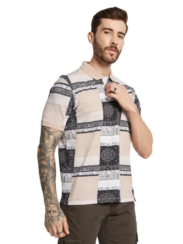 Octave Men Checked Henley Neck Pockets T-Shirt