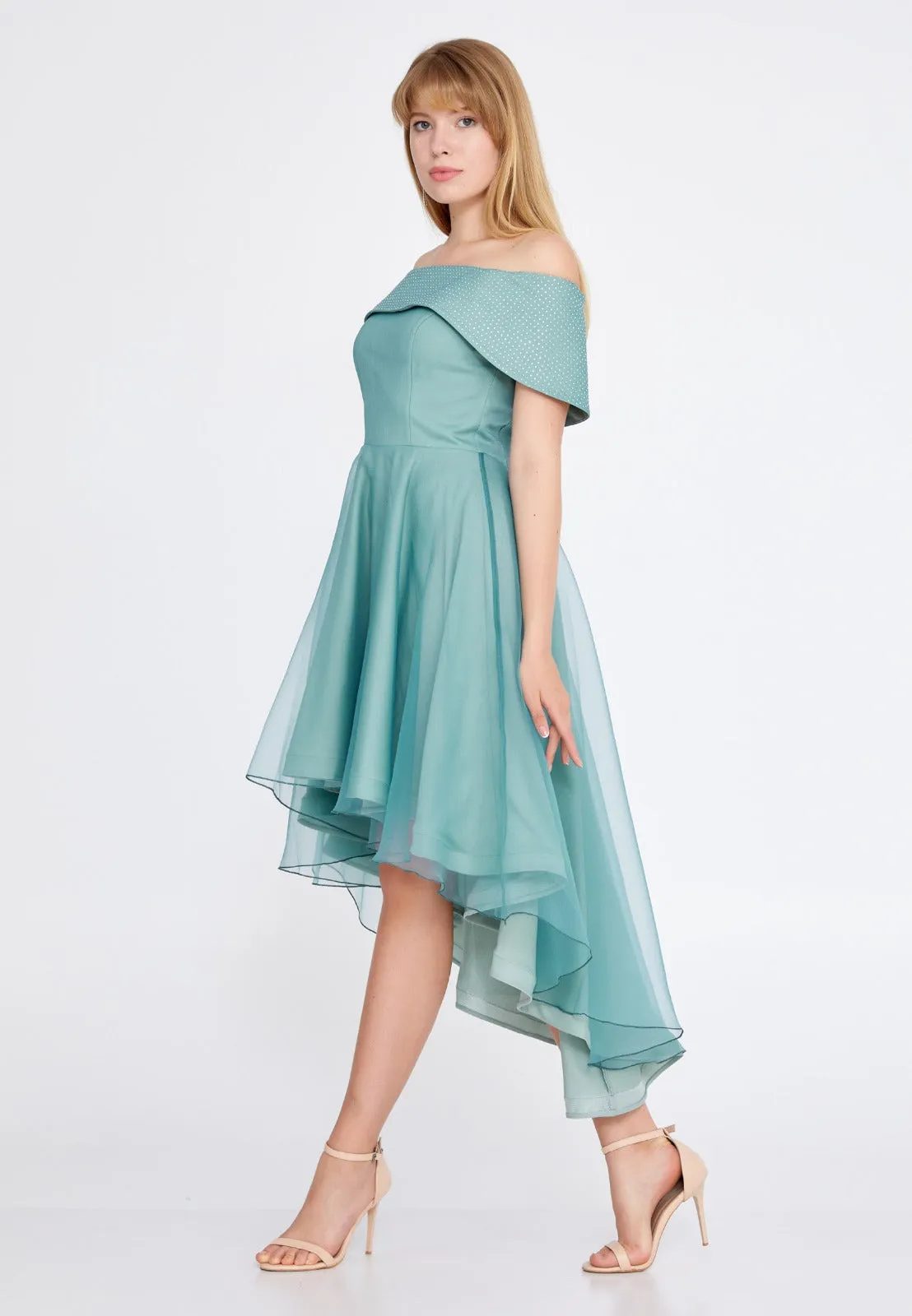 Off Shoulder High Low Dress