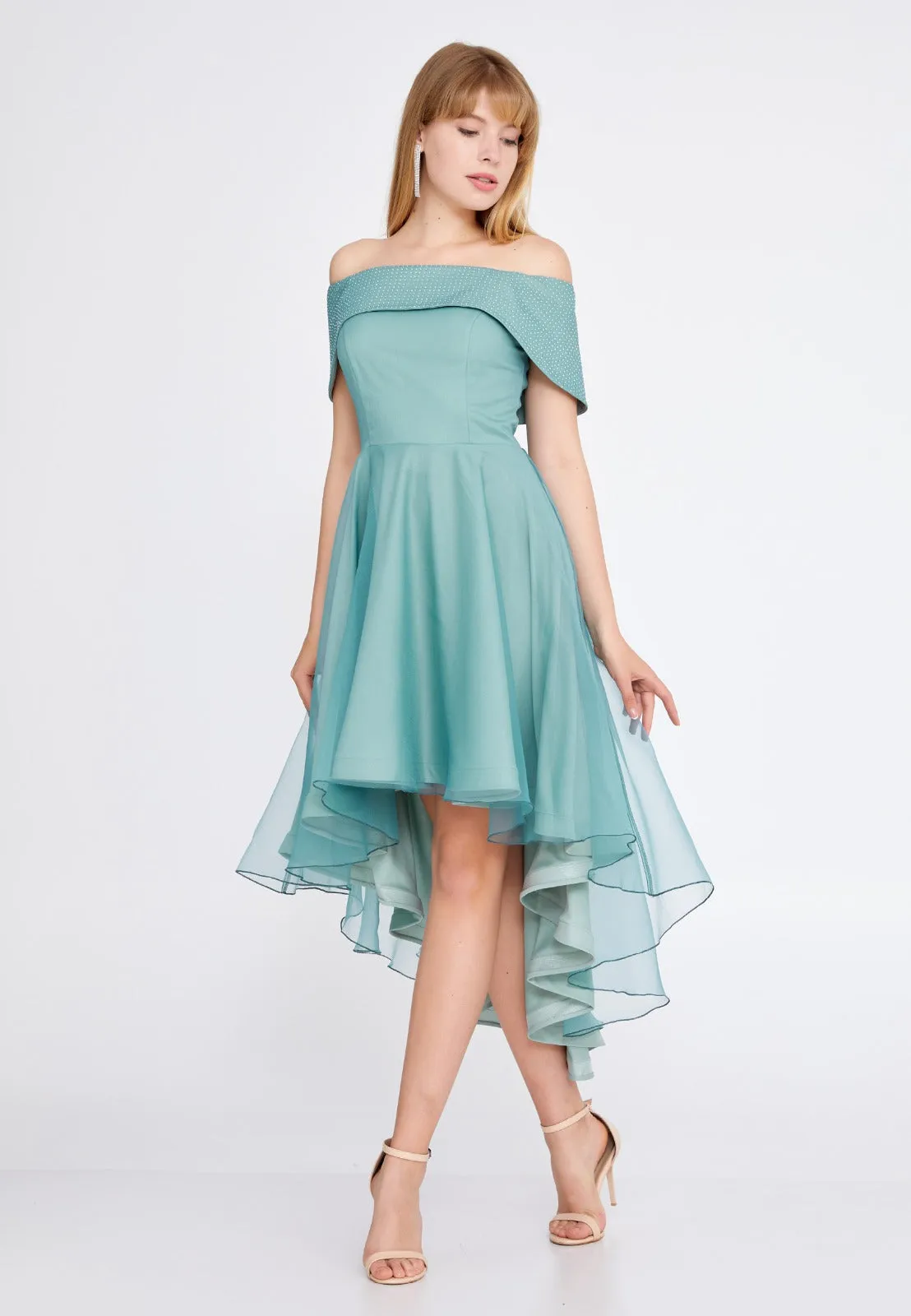 Off Shoulder High Low Dress