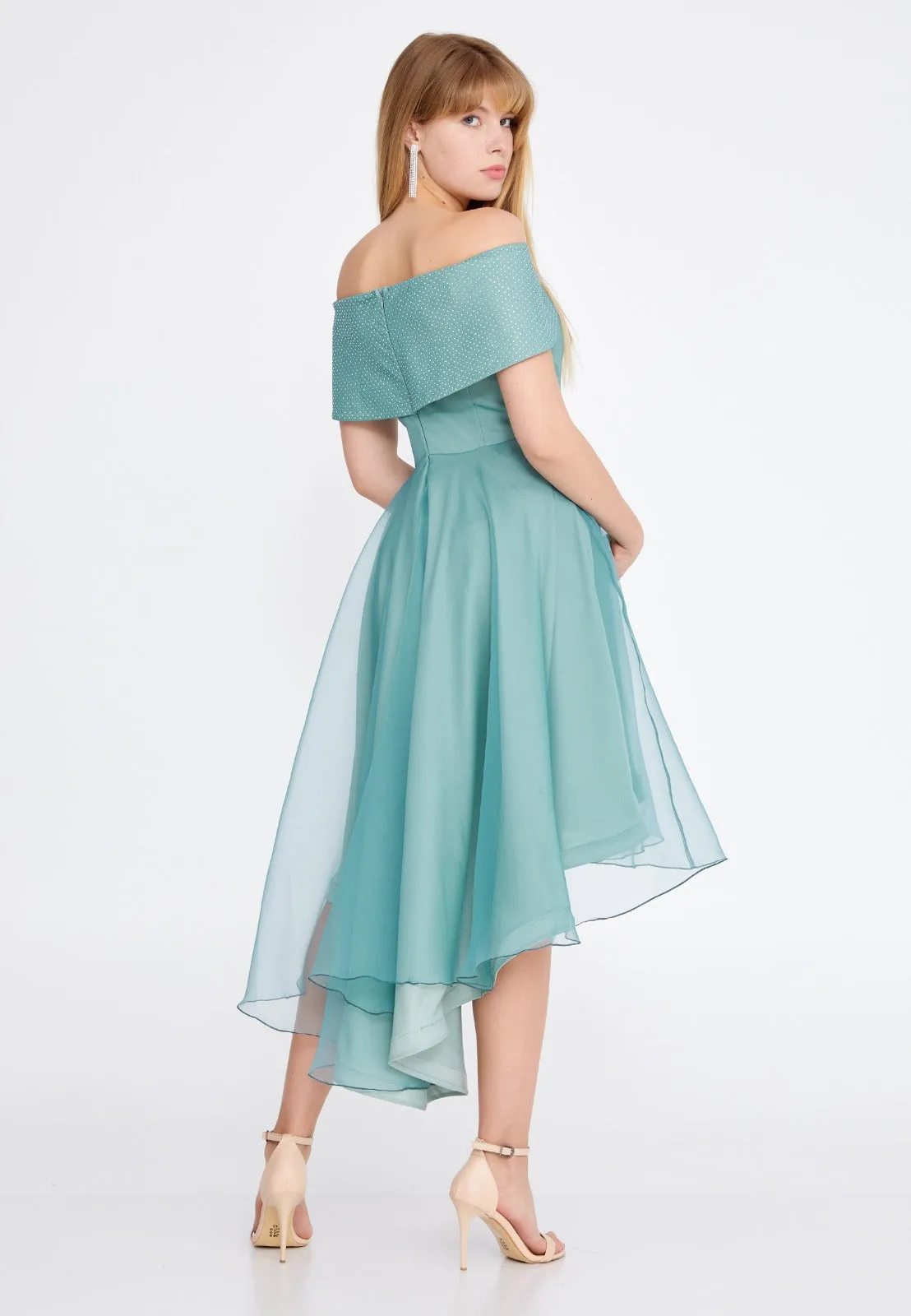 Off Shoulder High Low Dress