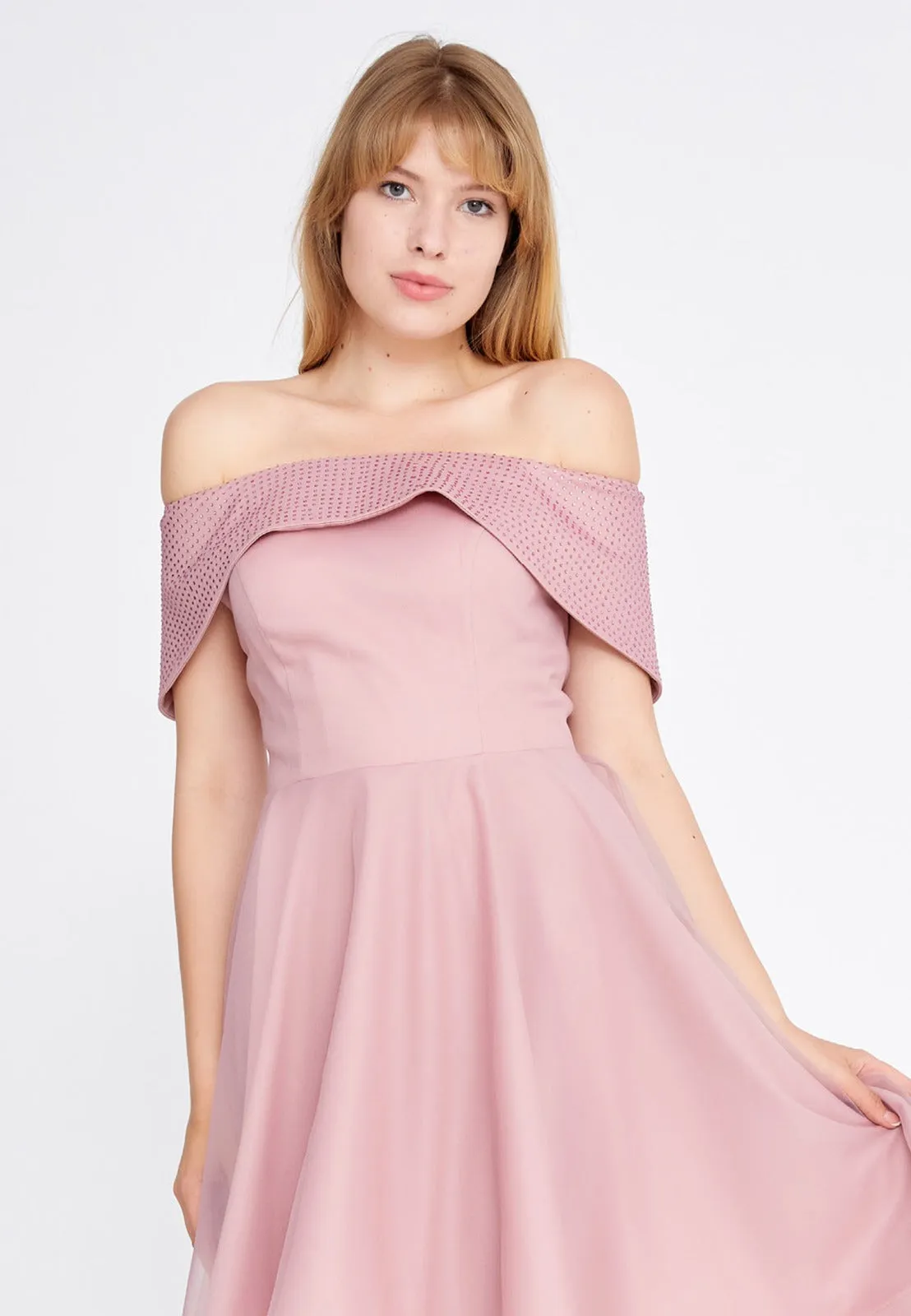 Off Shoulder High Low Dress