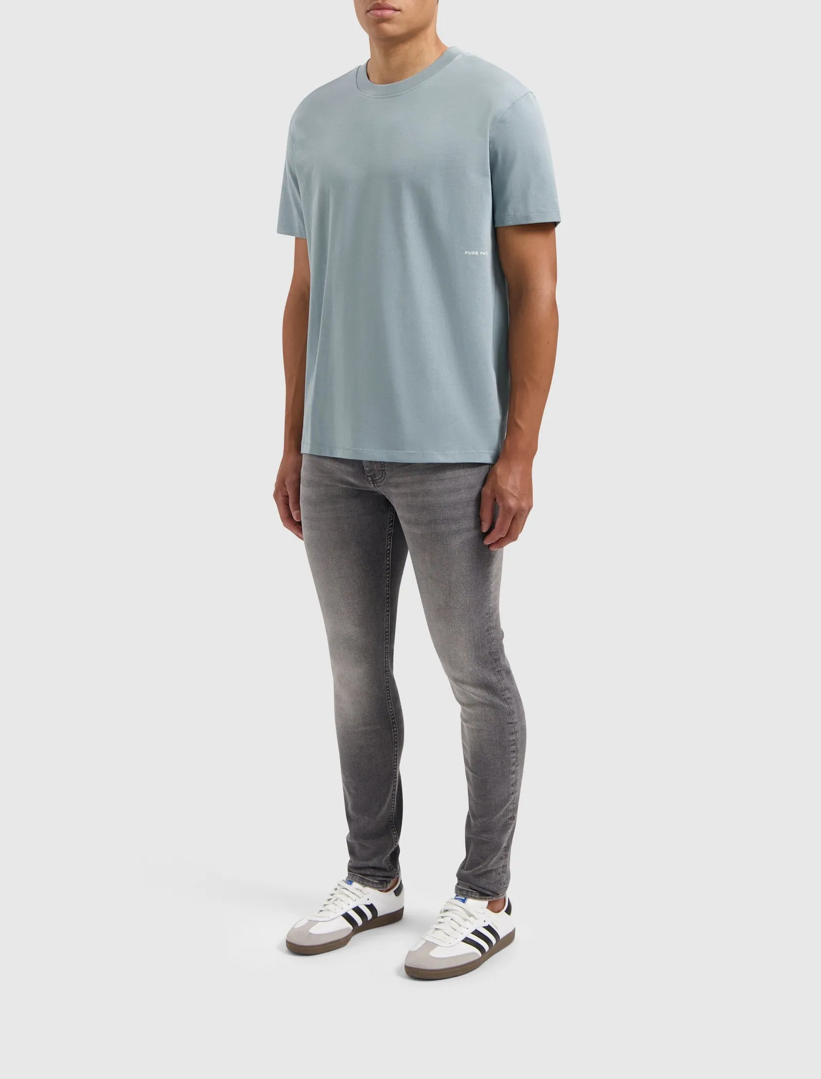 Organic Sideline Wordmark T-shirt | Blue Grey