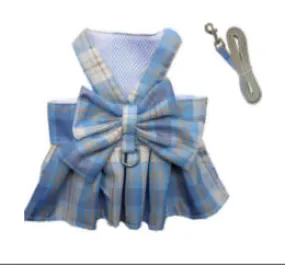 Paw-T Petz Plaid Bow Harness Dress With Leash