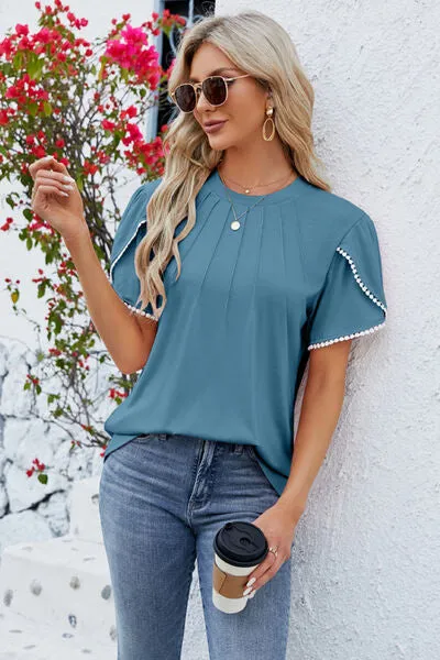 Petal Sleeve Round Neck T-Shirt