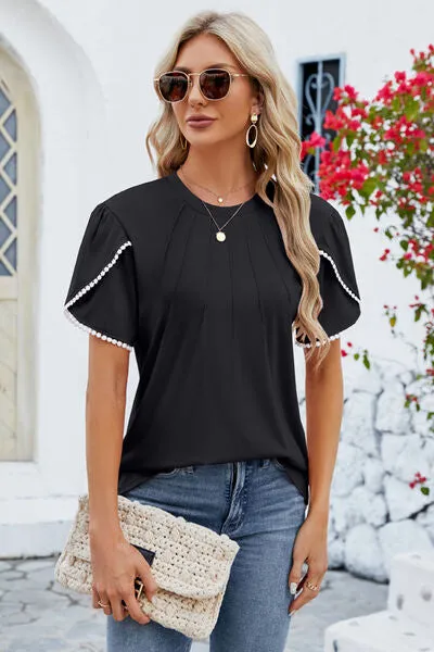 Petal Sleeve Round Neck T-Shirt