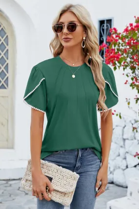 Petal Sleeve Round Neck T-Shirt