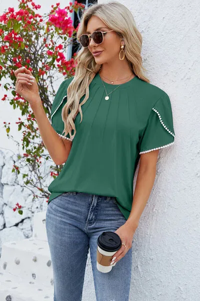 Petal Sleeve Round Neck T-Shirt