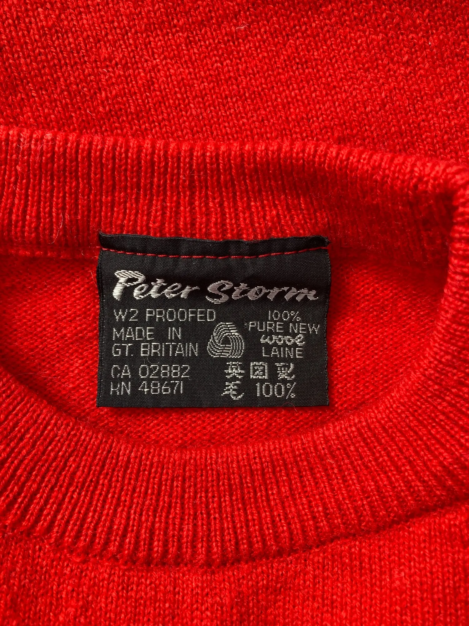 Peter Storm red W2 proof wool waterproof logo patch crew neck jumper - sz 36 91