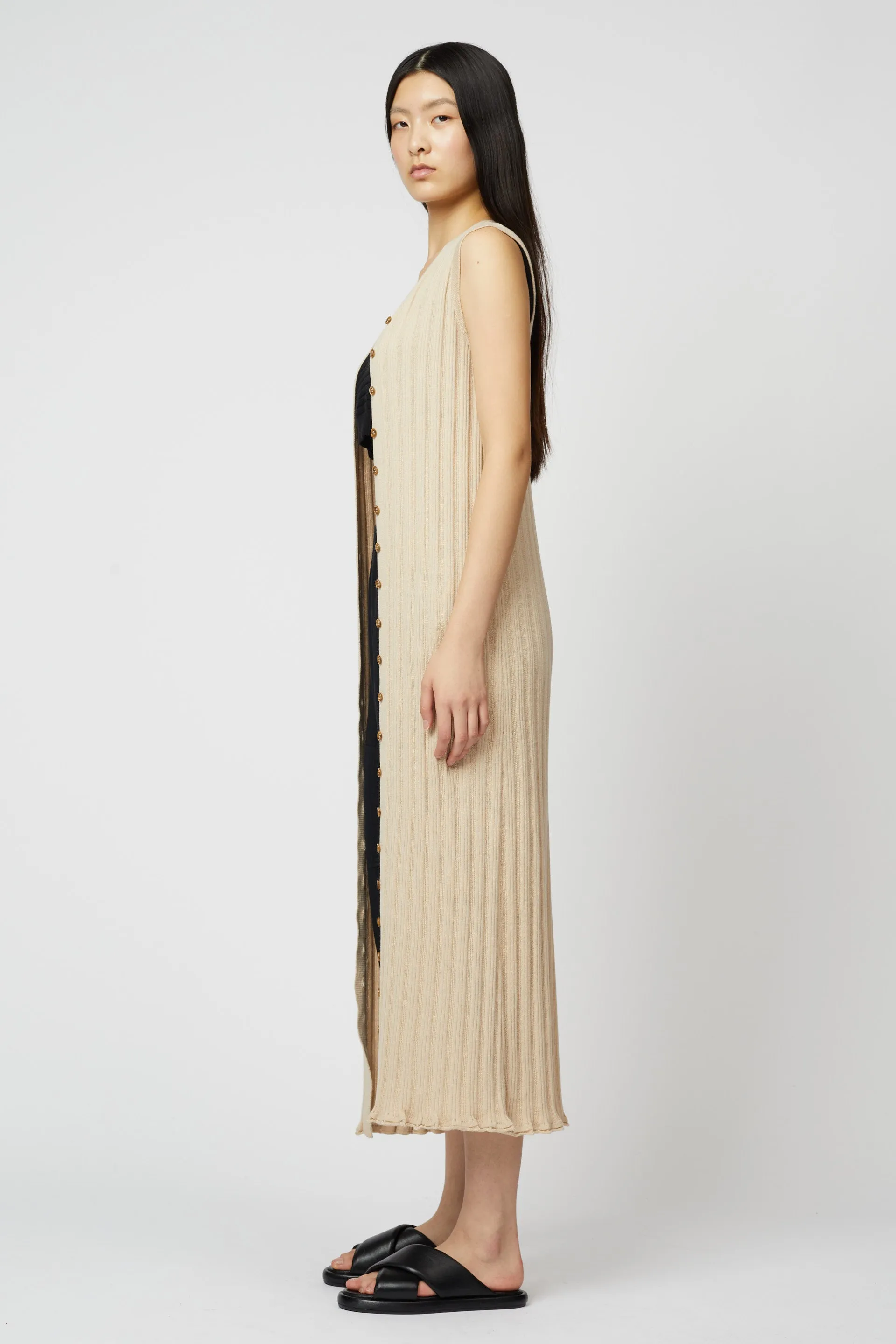 POINTELLE SLIM LONG VEST DRESS