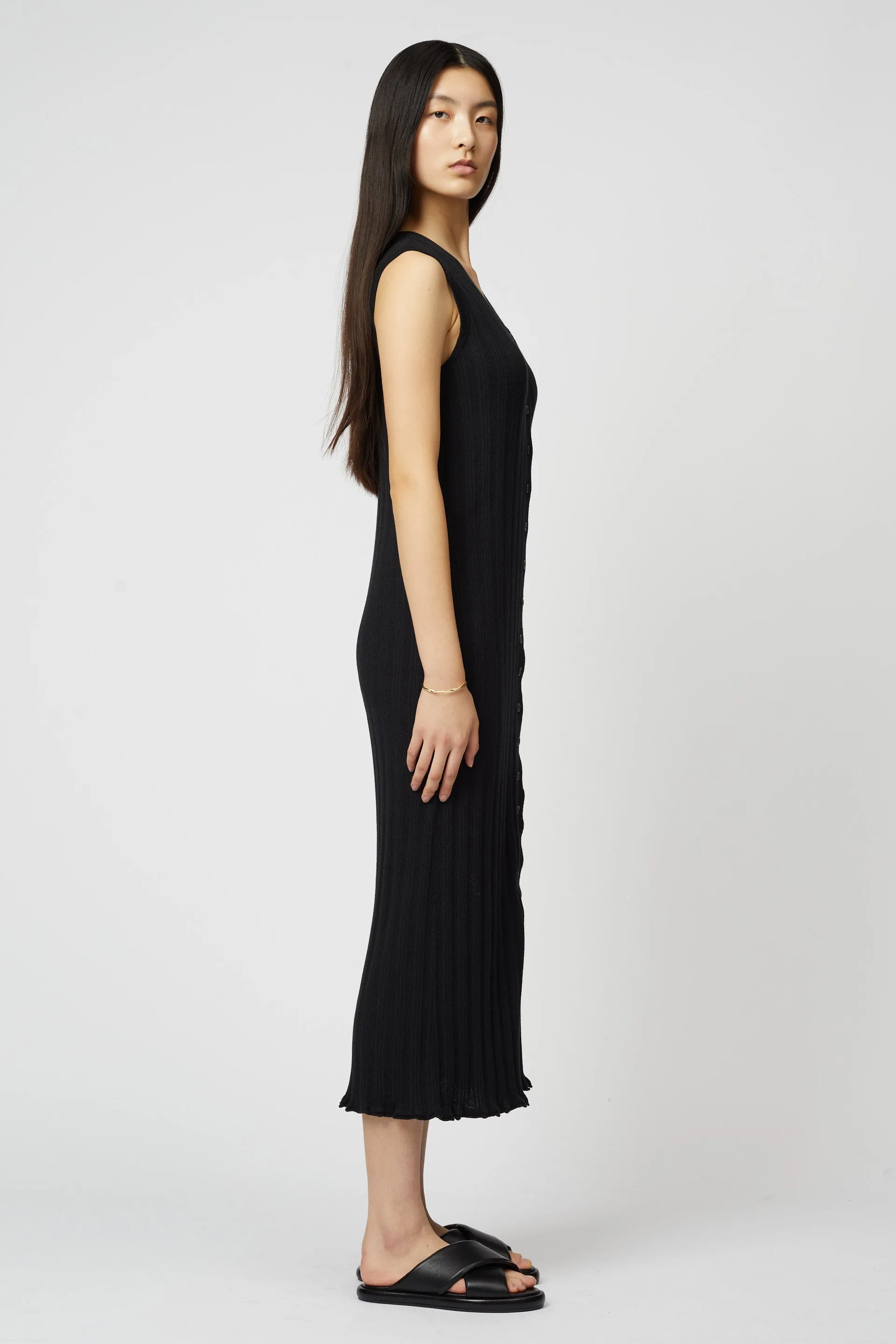 POINTELLE SLIM LONG VEST DRESS