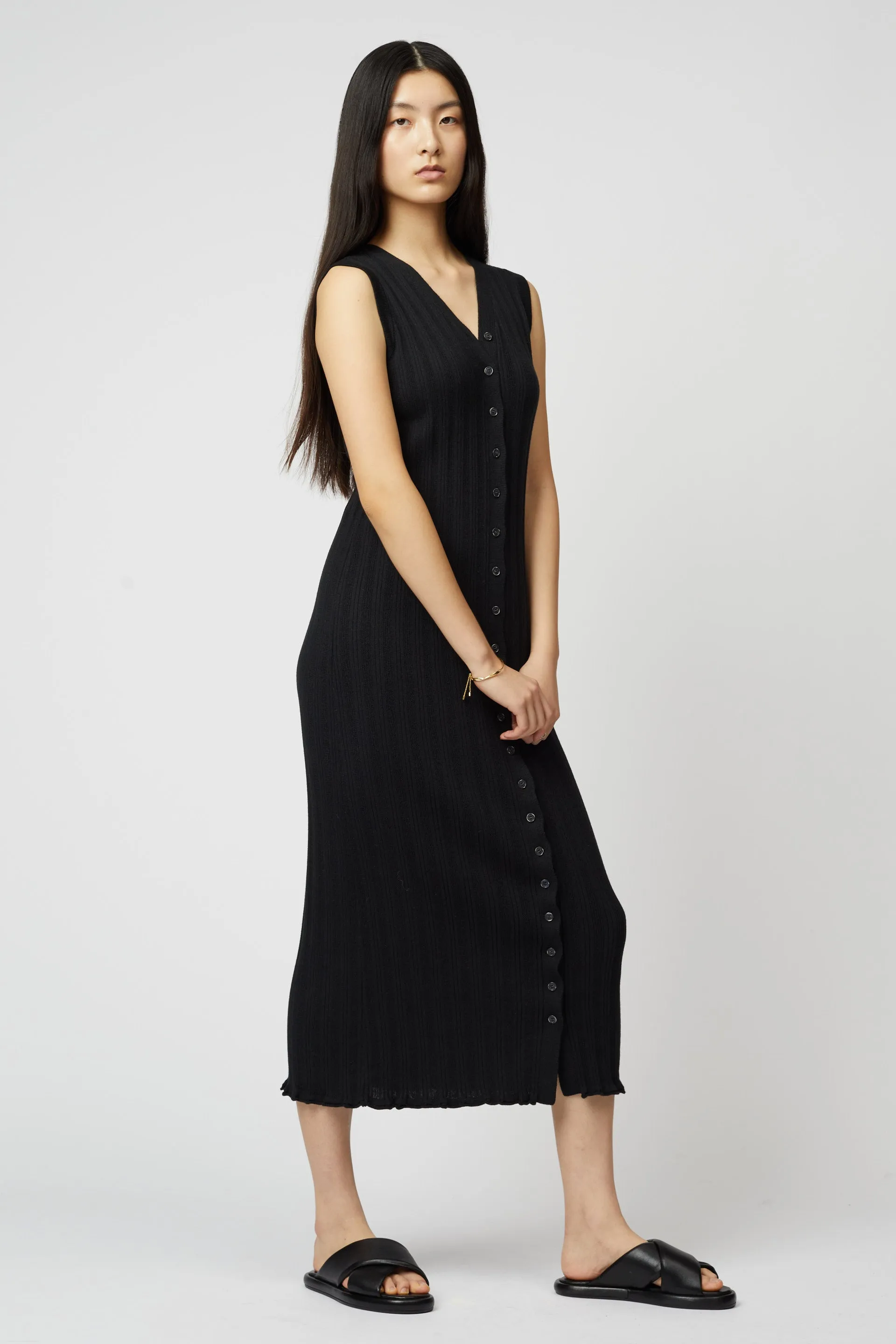 POINTELLE SLIM LONG VEST DRESS