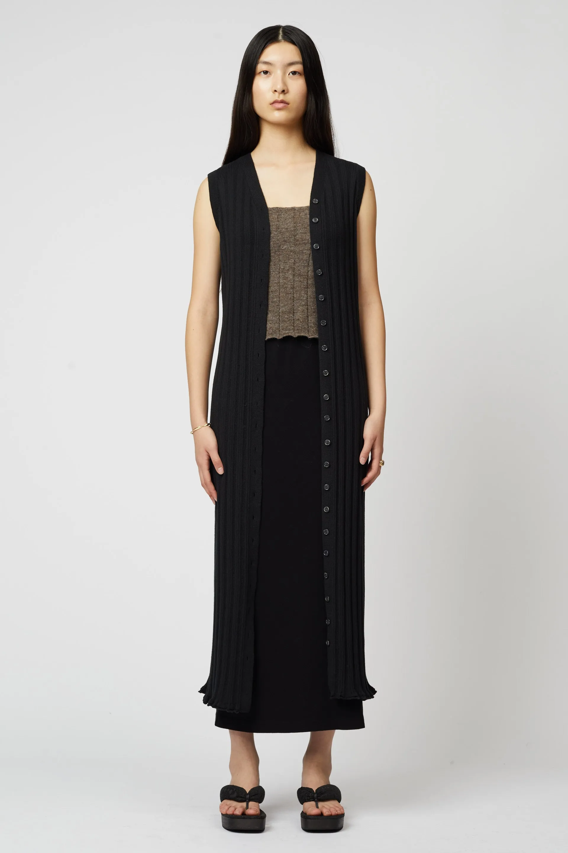 POINTELLE SLIM LONG VEST DRESS