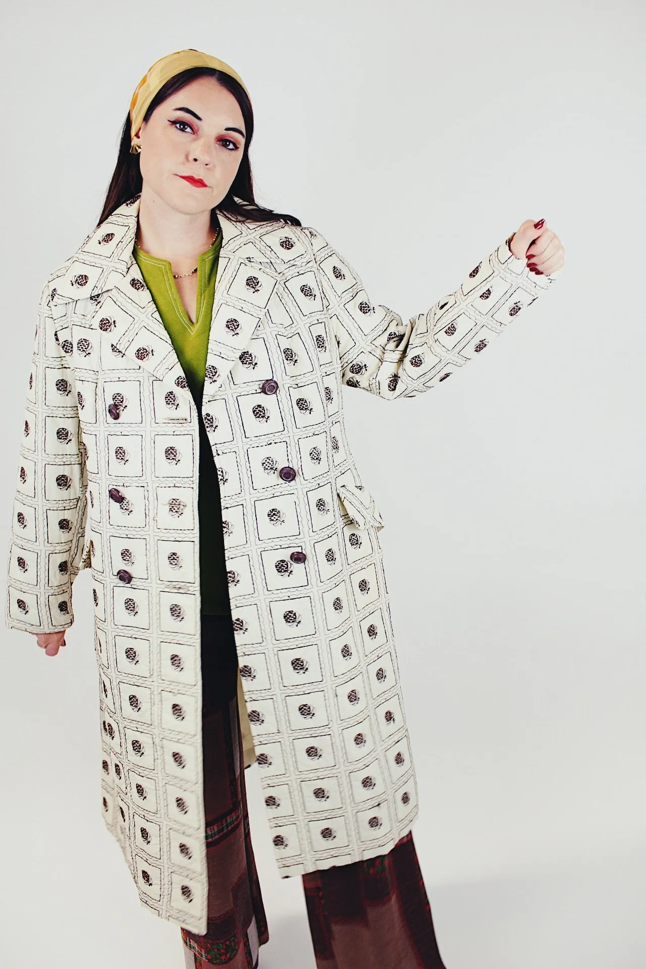 Quilted Printed Puffy Pea Coat