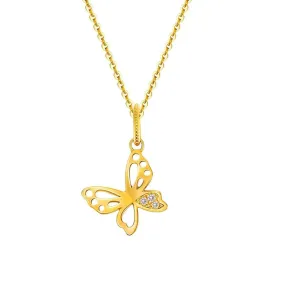 "Annie" Accent Butterfly 14K Yellow Gold Necklace