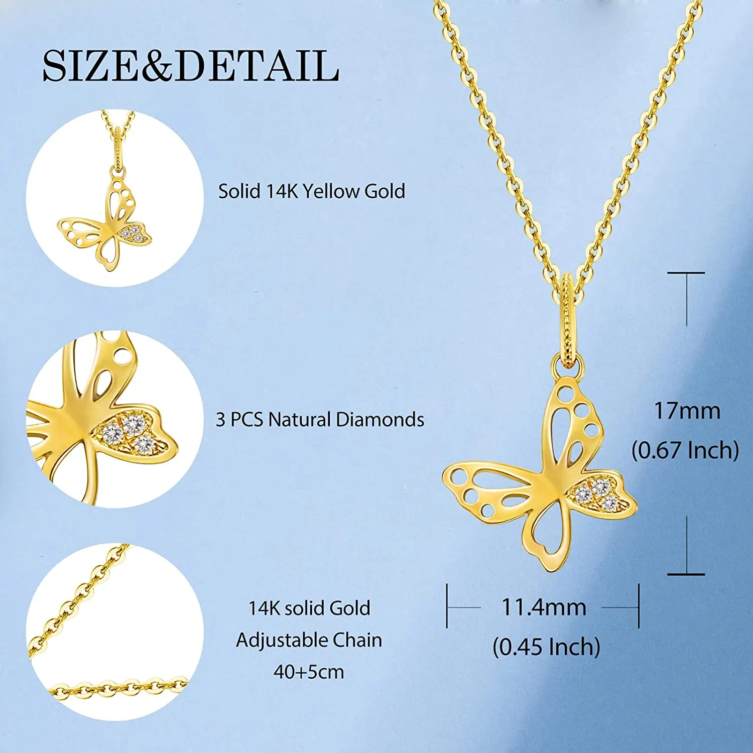 "Annie" Accent Butterfly 14K Yellow Gold Necklace