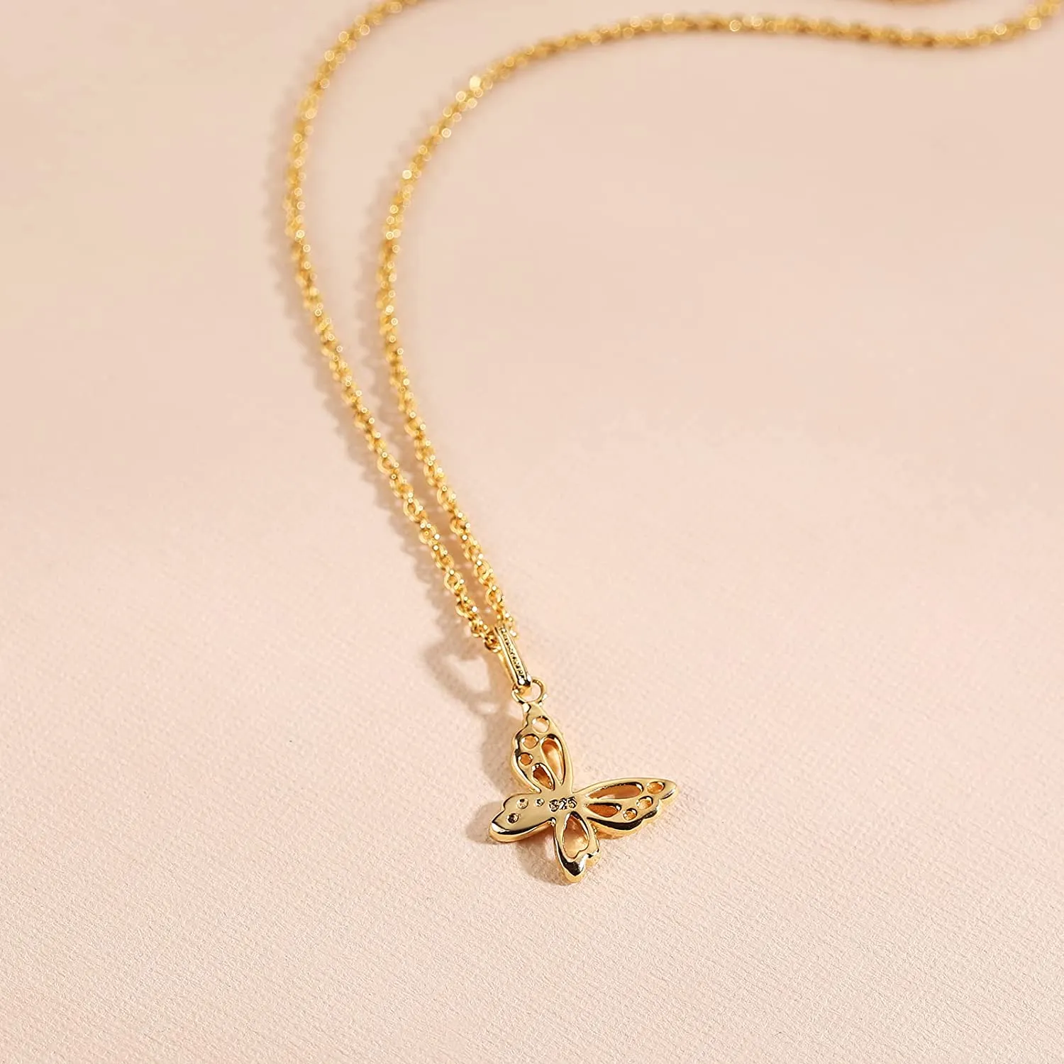 "Annie" Accent Butterfly 14K Yellow Gold Necklace