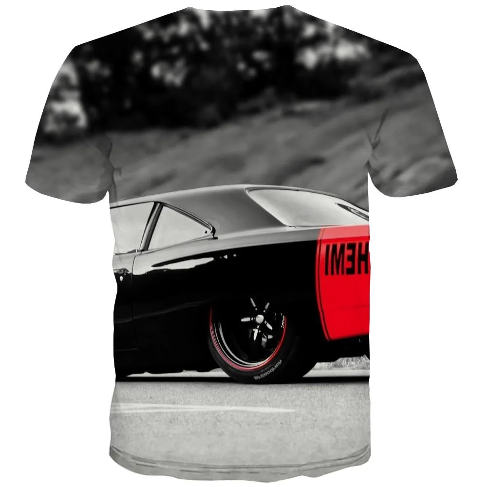 Racing Car T shirts Men Metal Tshirt Printed City Tshirts Novelty Gray T-shirts Graphic Retro Shirt Print