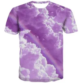 Rainbow T-shirt Men Cloud Tshirts Novelty Psychedelic Tshirts Cool Harajuku T shirts Funny Purple Tshirt Printed Short Sleeve