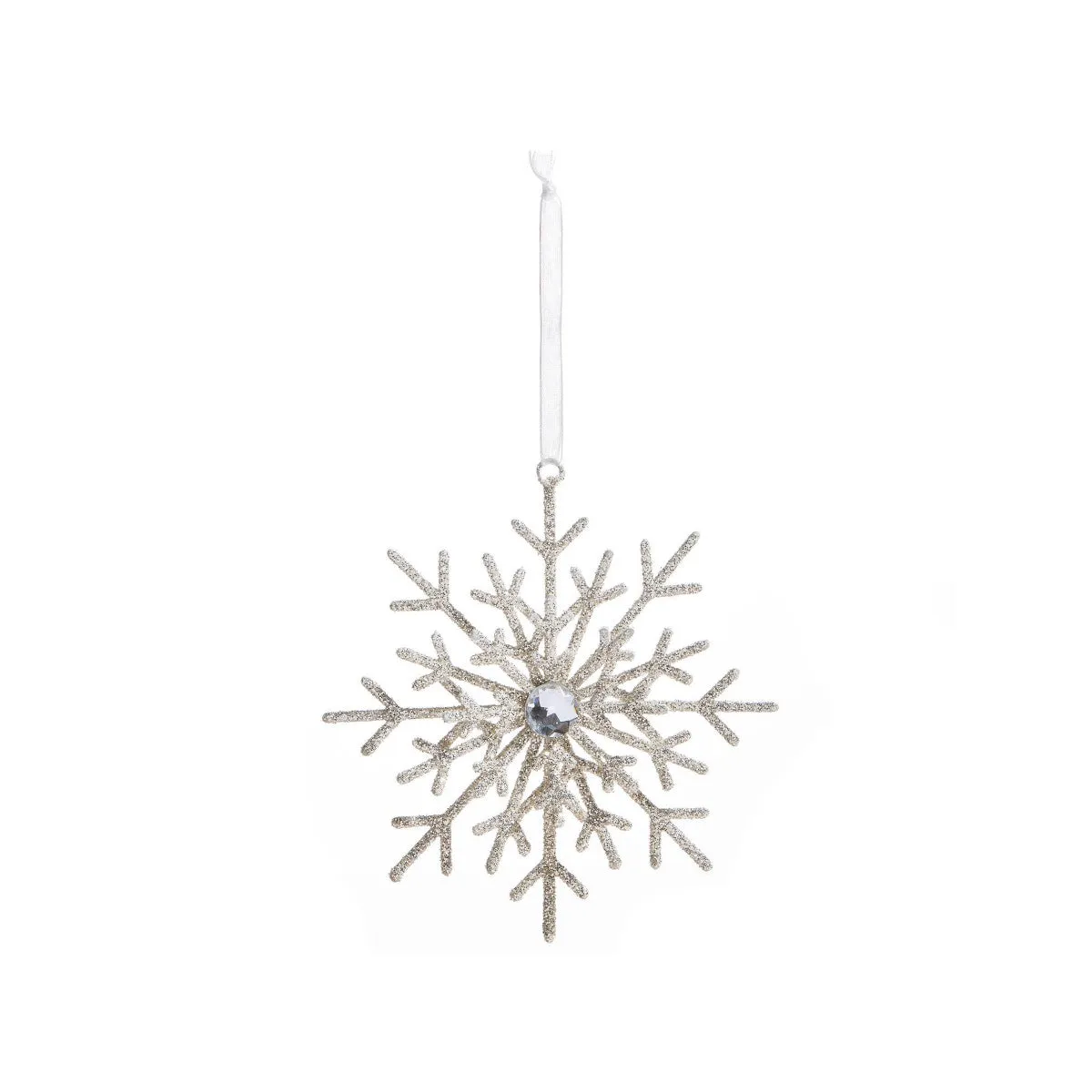 RAZ Glitter Snowflake Ornament Silver 12.5cm