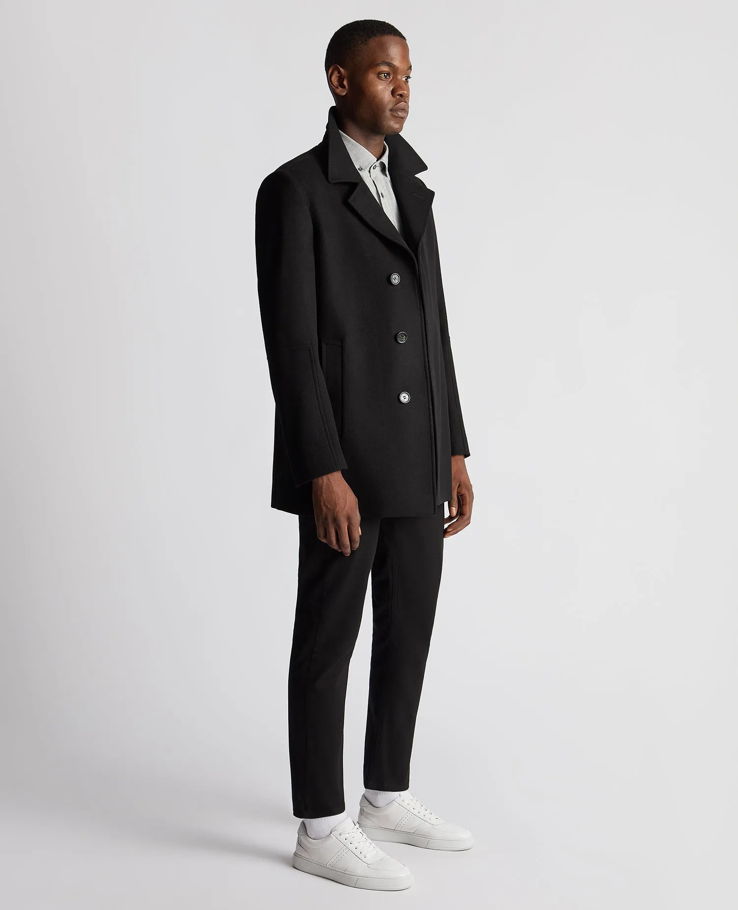 Remus Uomo Lochlan Tailored Overcoat - Black