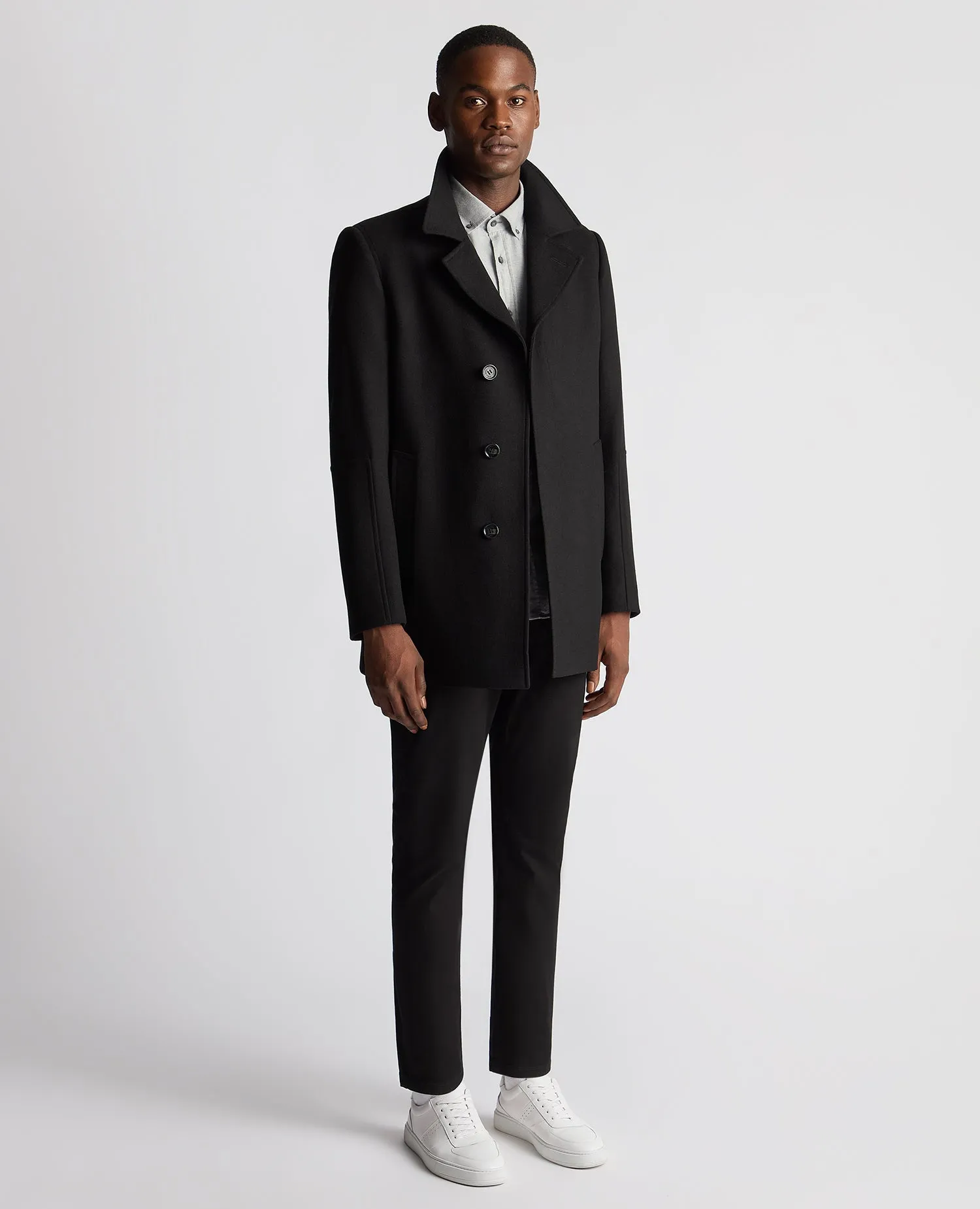 Remus Uomo Lochlan Tailored Overcoat - Black