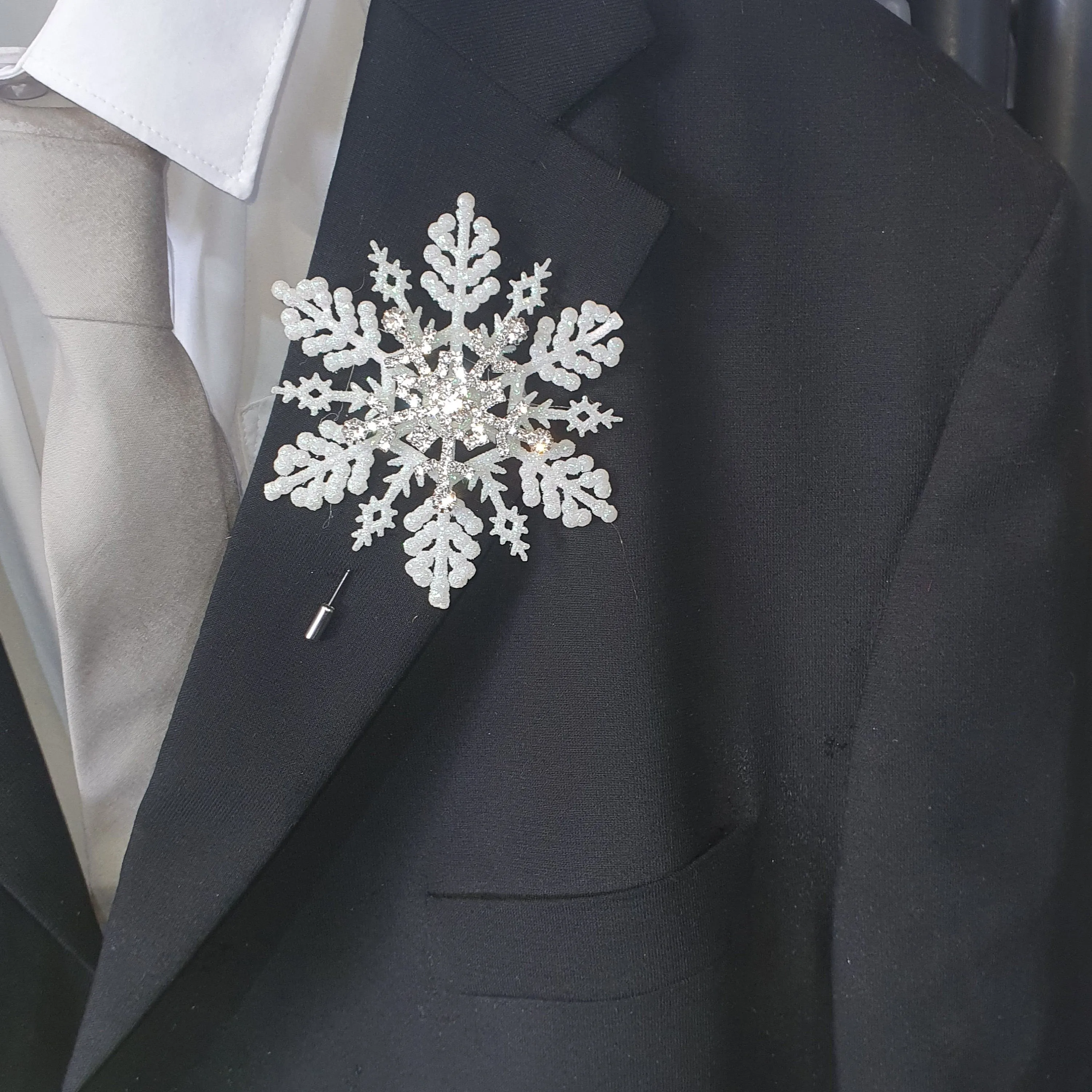 Rhinestone Snowflake Boutonniere - Grooms Boutonniere for a Winter  Wedding - Christmas Wedding