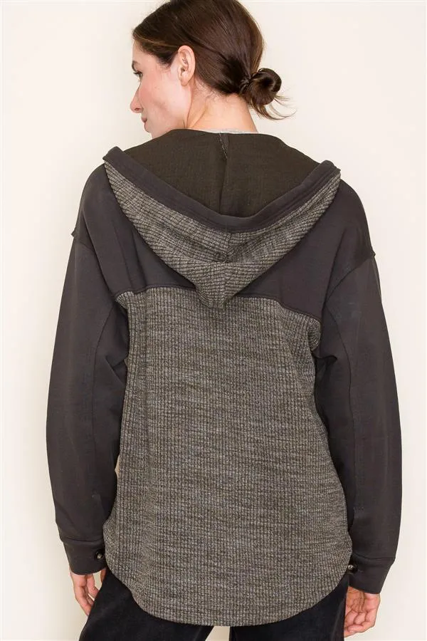 Ribbed Pocket Hooded Shackets - 4 Colors! - FINAL SALE