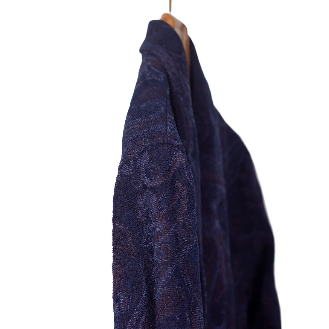 Robe coat in hand-dyed indigo Gobelin paisley cotton tapestry