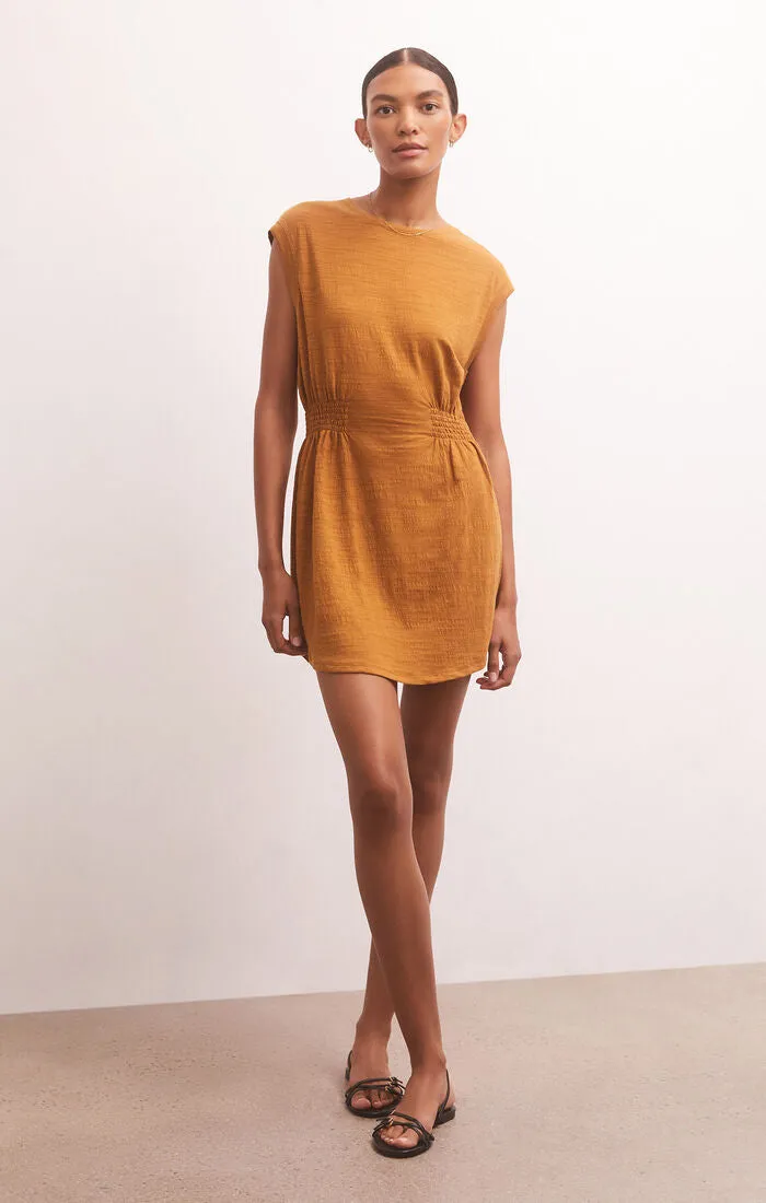 Rowan Textured Knit Dress in Caramel