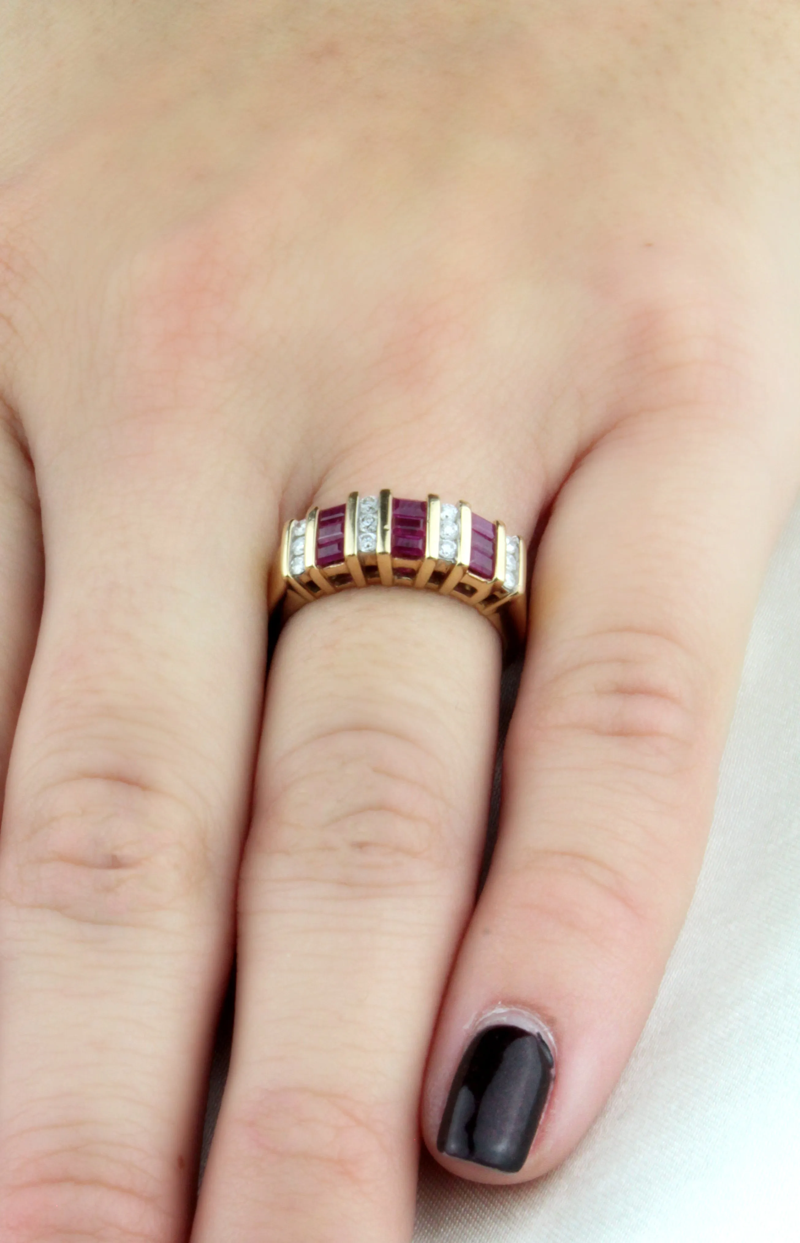 Ruby Baguette & Diamond Fashion Ring