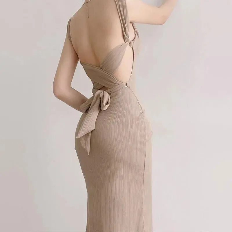 Sandstone Ribbed Square Neck Bodycon Maxi Dress