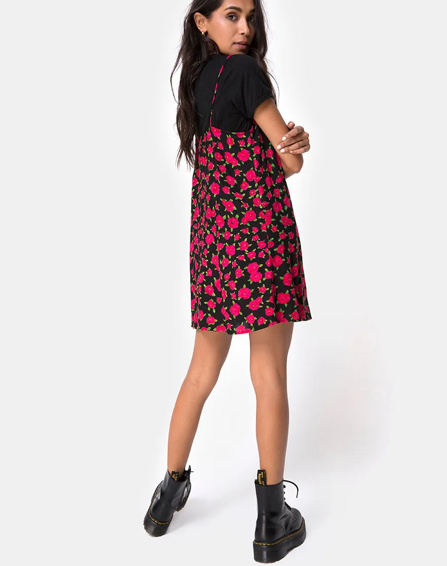 Sanna Slip Dress in Red Bloom