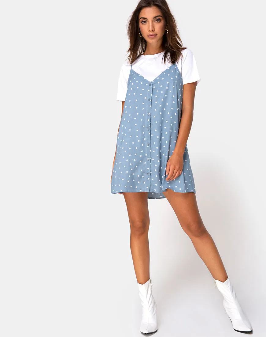 Sanna Slip Dress in Skater Polka Blue