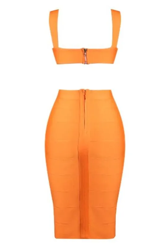 Sasha Bandage Midi Dress - Apricot Orange