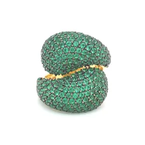 Savoia Pave Green Bypass Bubble Fashion Ring