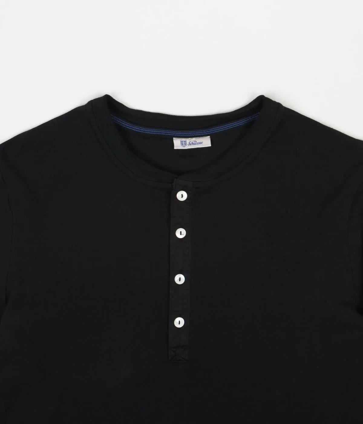 Schiesser Karl-Heinz Henley Long Sleeve T-Shirt - Black