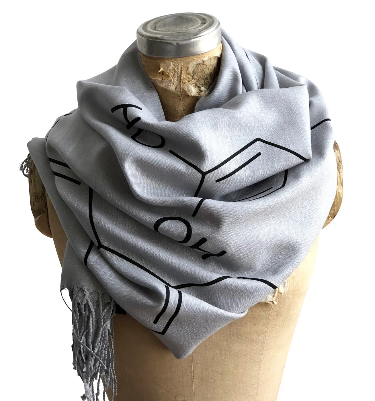 Serotonin & Dopamine Scarf, Silkscreened Bamboo Pashmina