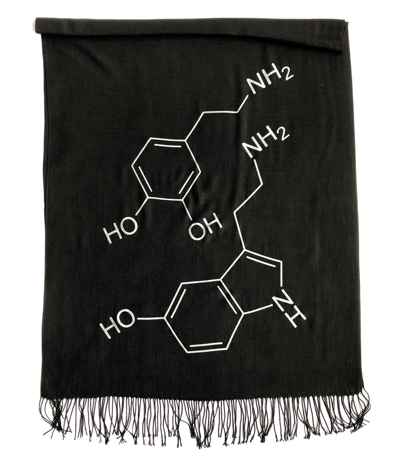 Serotonin & Dopamine Scarf, Silkscreened Bamboo Pashmina