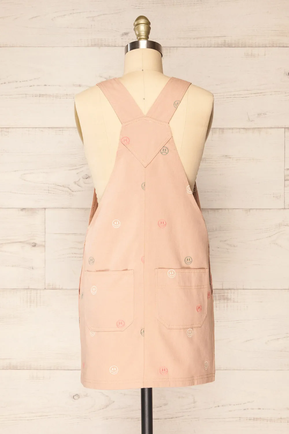 Shanicka | Pink Short Overall Dress w/ Embroidery