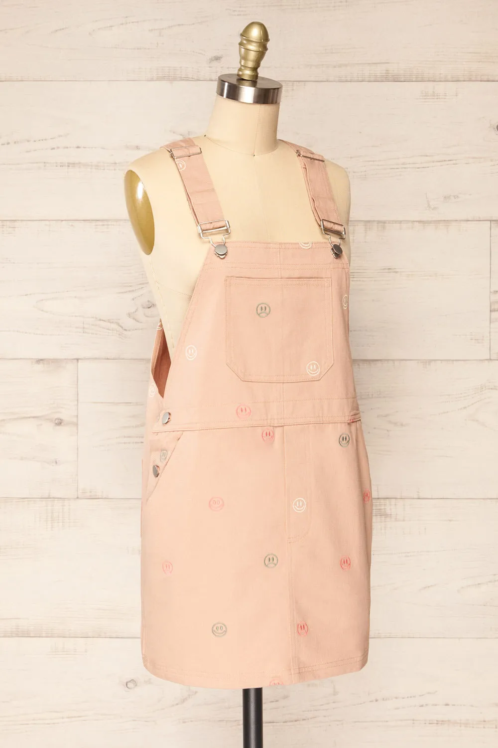 Shanicka | Pink Short Overall Dress w/ Embroidery