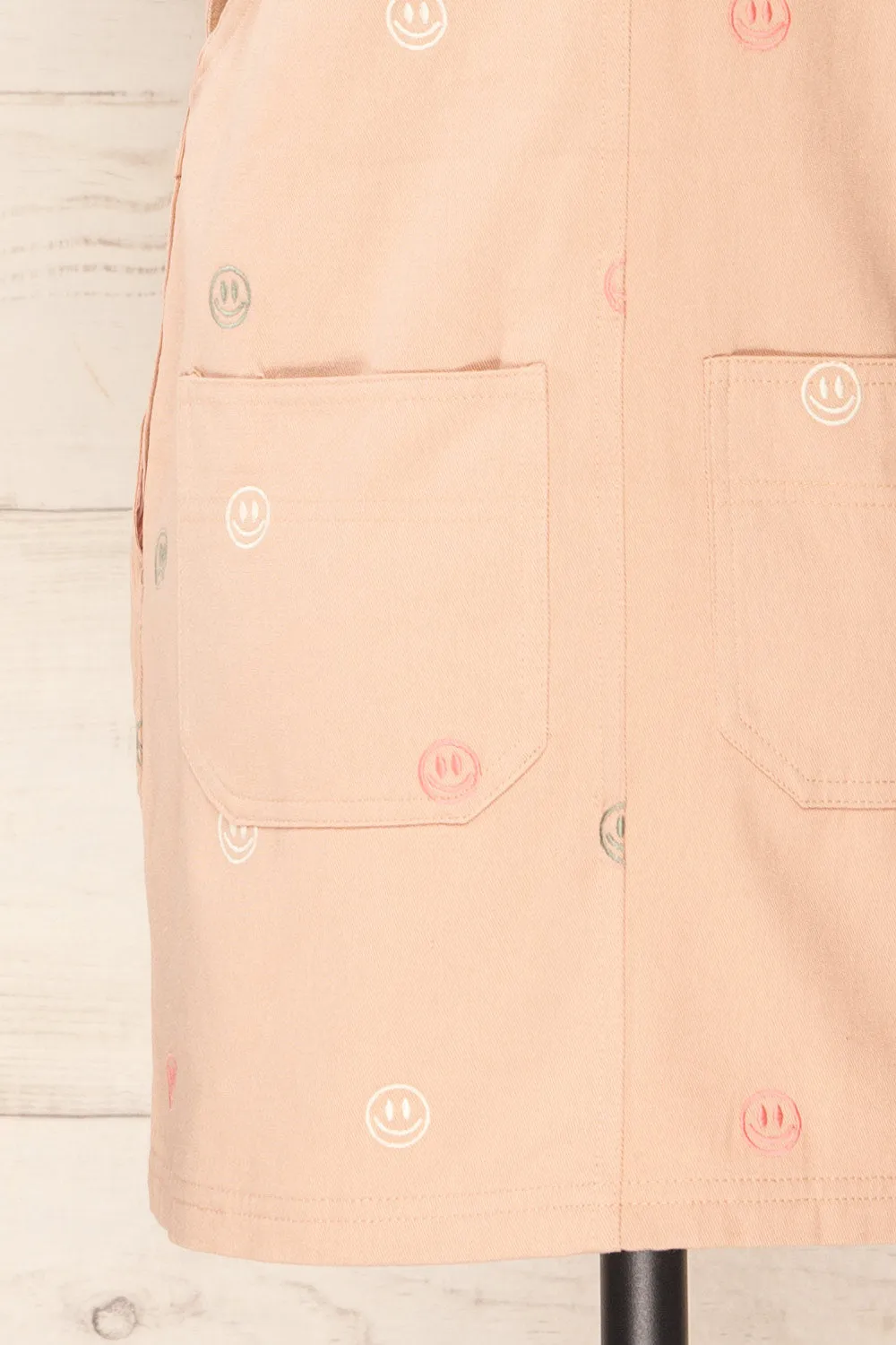 Shanicka | Pink Short Overall Dress w/ Embroidery