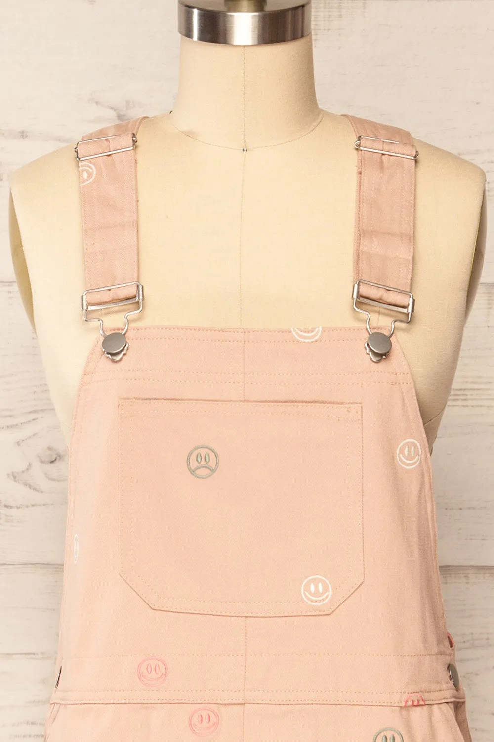 Shanicka | Pink Short Overall Dress w/ Embroidery